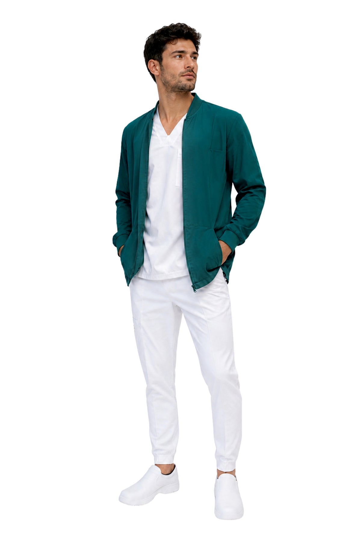 CHAMARRA WARM UP DOBLE STRETCH CON CIERRE con REPELENTE A FLUIDOS para Hombre - EA-06