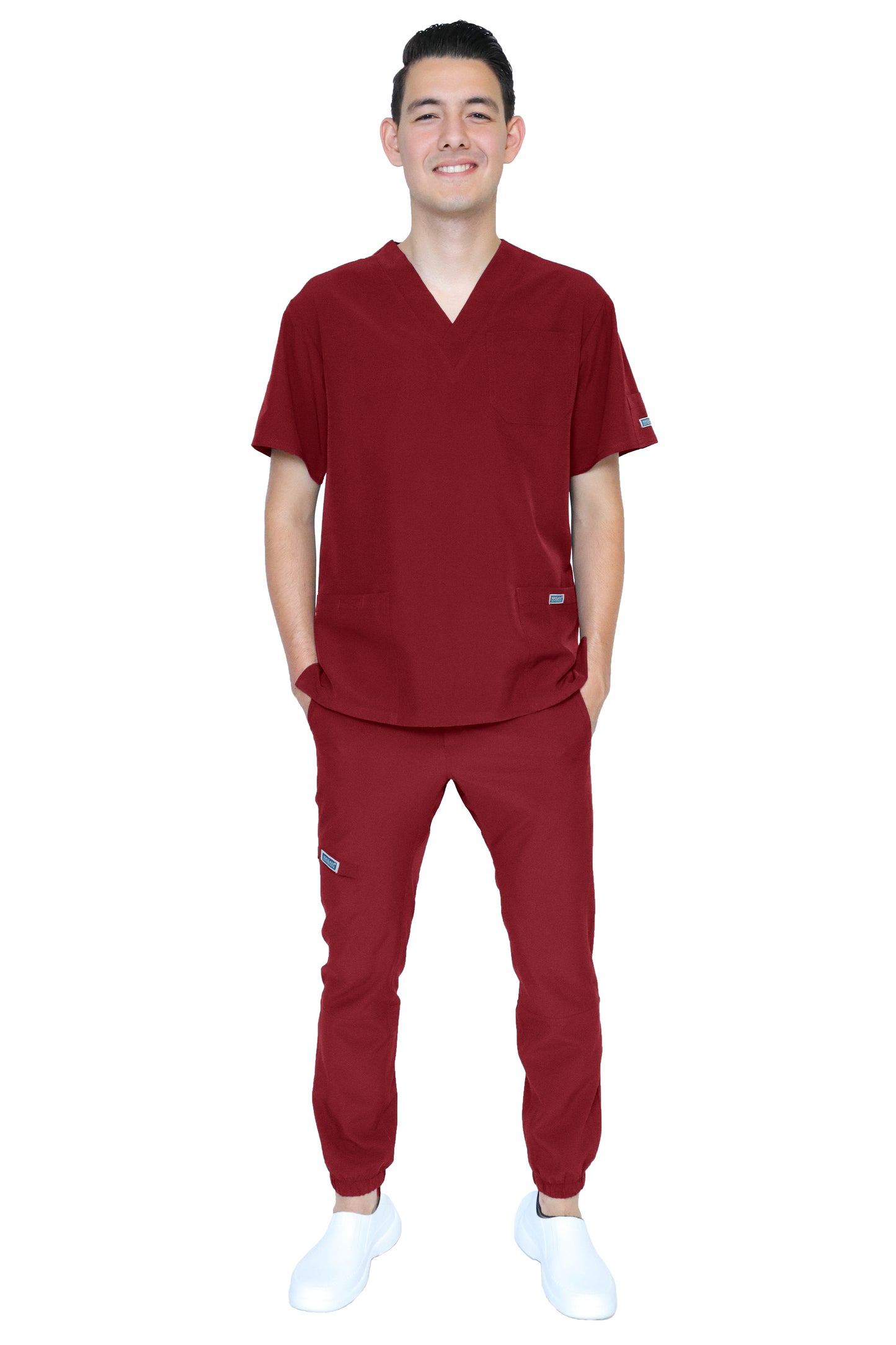 Conjunto SET Filipina y Pantalón JOGGER EA-09 REPELENTE A FLUIDOS-Color VINO HOMBRE-HASSAN Uniformes