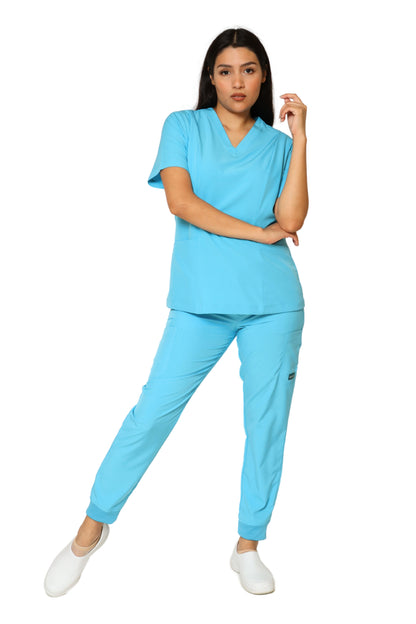 CONJUNTOS COLOR AQUA CON PANT JOGGER DAMA EV-01-02-03-04-18-20