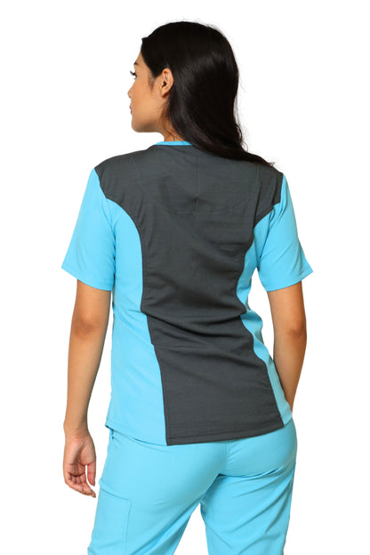 Conjunto SET Filipina y Pantalón JOGGER EV-02 Muñin REPELENTE A FLUIDOS-Color AQUA/PEWTER Dama-Ana Isabel Uniformes