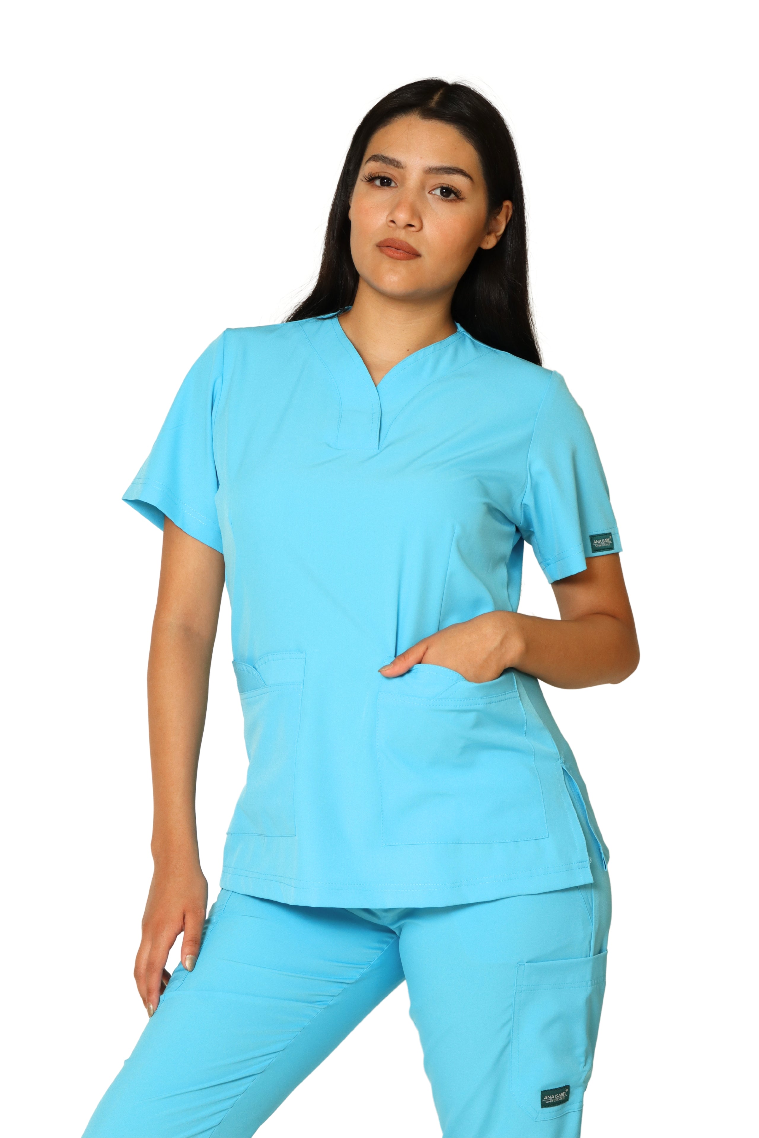 Conjunto SET Filipina y Pantalón JOGGER EV-03 Nani REPELENTE A FLUIDOS-Color AQUA Dama-Ana Isabel Uniformes