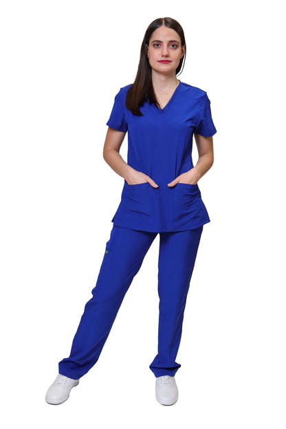 KIT Estudiantes - Chamarra Fit Jacket Extra Gruesa y Conjunto Quirúrgico con Pant Recto Doble Stretch Repelente a fluidos para Dama