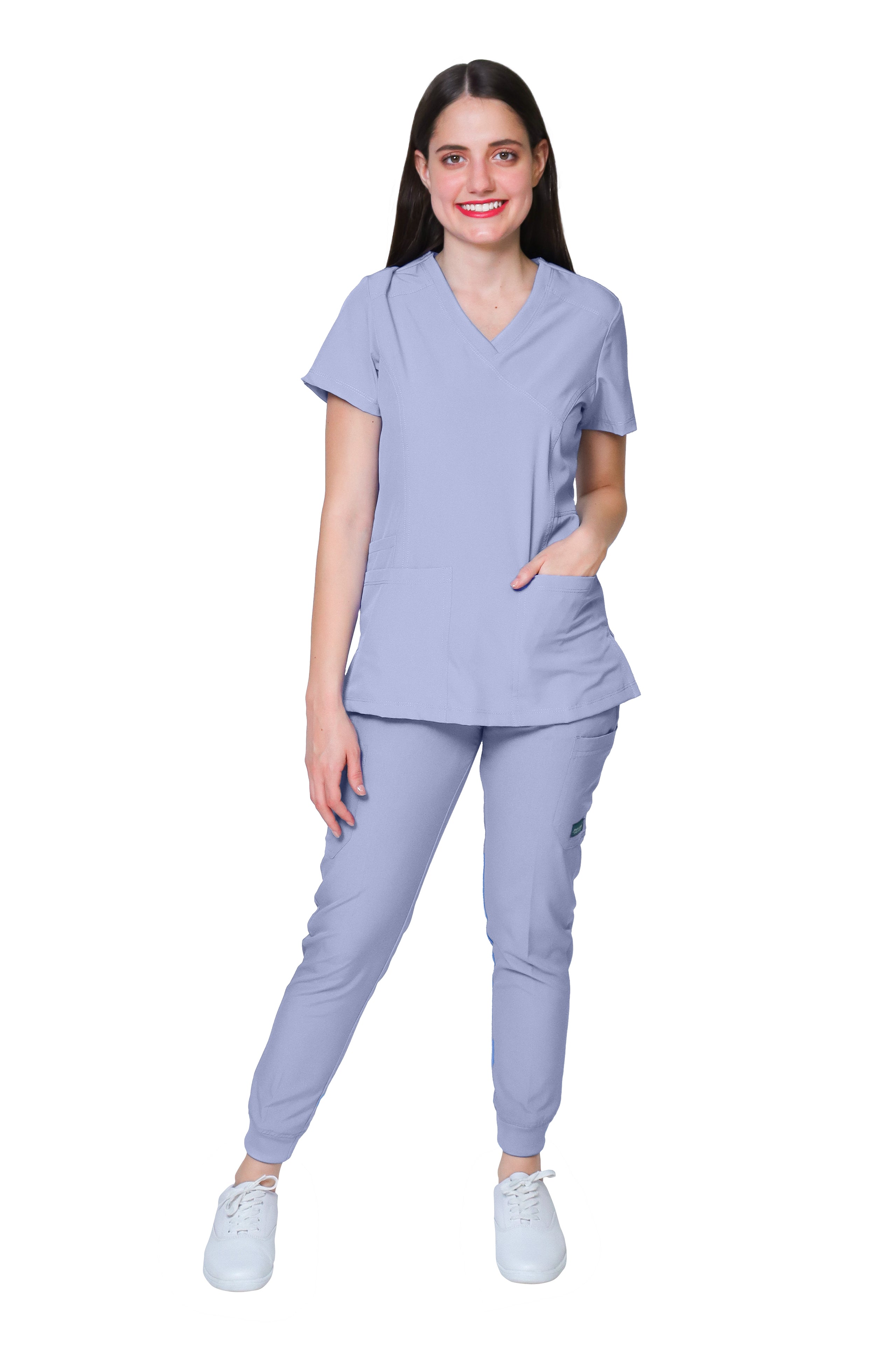 Conjunto SET Filipina y Pantalón JOGGER EV-04 Tatita REPELENTE A FLUIDOS-Color LILA Dama-Ana Isabel Uniformes
