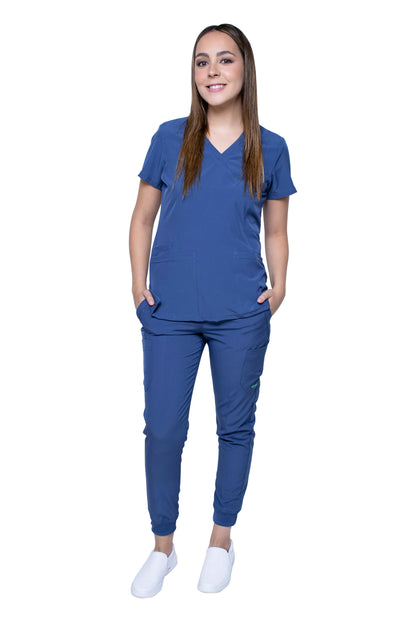 KIT Estudiantes - Chamarra Fit Jacket Extra Gruesa y Conjunto Quirúrgico con Pant JOGGER Doble Stretch Repelente a fluidos para Dama