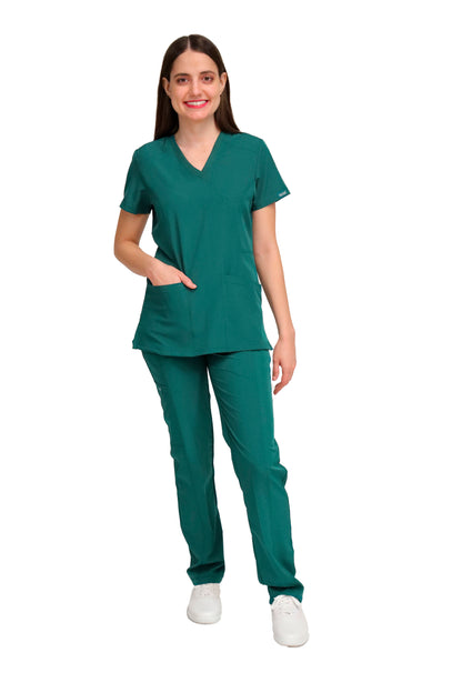 KIT Estudiantes - Chamarra Fit Jacket Extra Gruesa y Conjunto Quirúrgico con Pant Recto Doble Stretch Repelente a fluidos para Dama