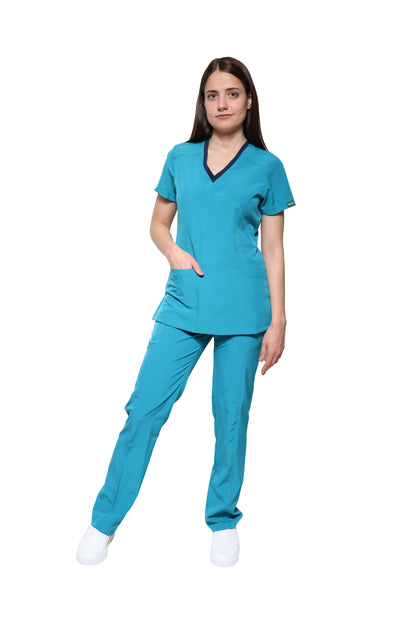 KIT Estudiantes - Chamarra Fit Jacket Extra Gruesa y Conjunto Quirúrgico con Pant Recto Doble Stretch Repelente a fluidos para Dama