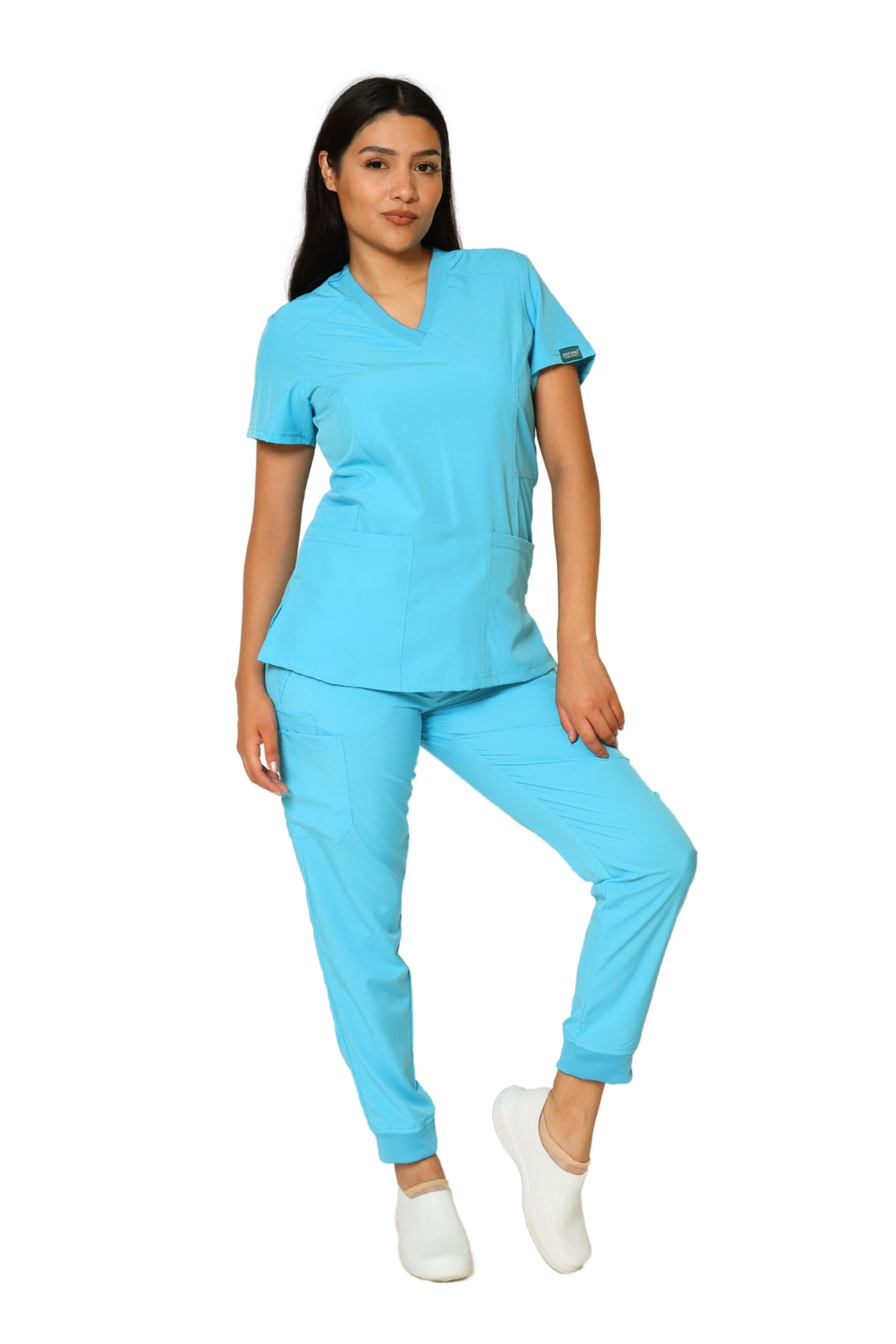 Conjunto SET Filipina y Pantalón JOGGER EV-04 Tatita REPELENTE A FLUIDOS-Color AQUA Dama-Ana Isabel Uniformes