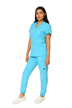 Cargar imagen en el visor de la galería, Conjunto SET Filipina y Pantalón JOGGER EV-04 Tatita REPELENTE A FLUIDOS-Color AQUA Dama-Ana Isabel Uniformes
