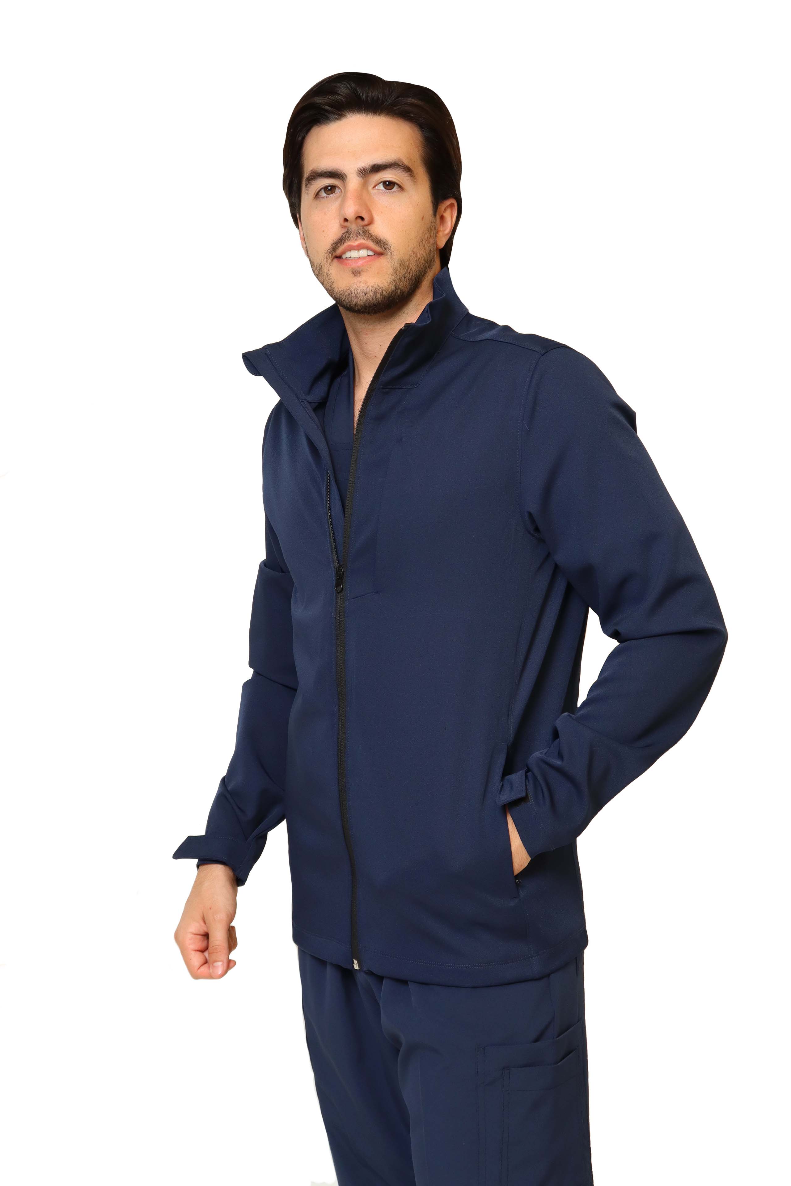 CHAMARRA FIT JACKET EXTRA GRUESA- DOBLE STRETCH CON CIERRE con REPELENTE A FLUIDOS para Caballero - EA-10