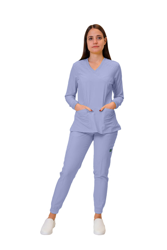 Conjunto SET Filipina MANGA LARGA y Pantalón JOGGER EV-16 Tatita REPELENTE A FLUIDOS-Color LILA Dama-Ana Isabel Uniformes