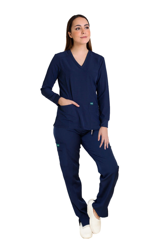 CONJUNTO EV-16 TATITA MANGA LARGA DAMA- PANTALÓN RECTO HIGH WAIST EV-145