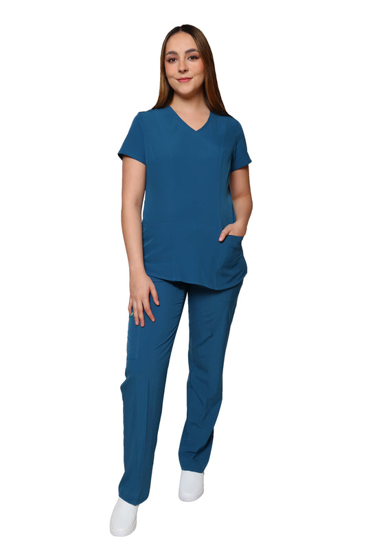 Conjunto SET Filipina y Pantalón EV-19 ALEXA REPELENTE A FLUIDOS-Color CARIBE Dama-Ana Isabel Uniformes