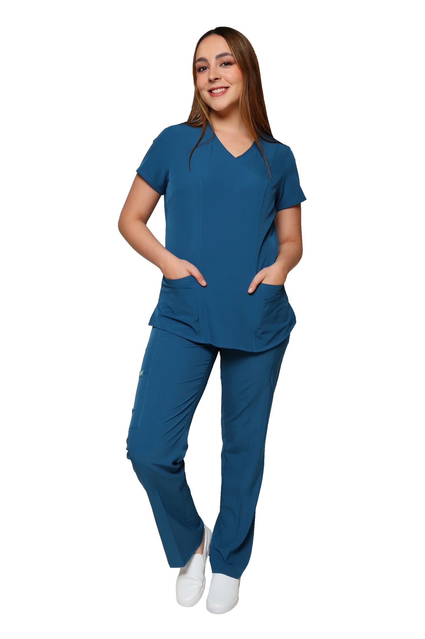 Conjunto SET Filipina y Pantalón EV-19 ALEXA REPELENTE A FLUIDOS-Color CARIBE Dama-Ana Isabel Uniformes