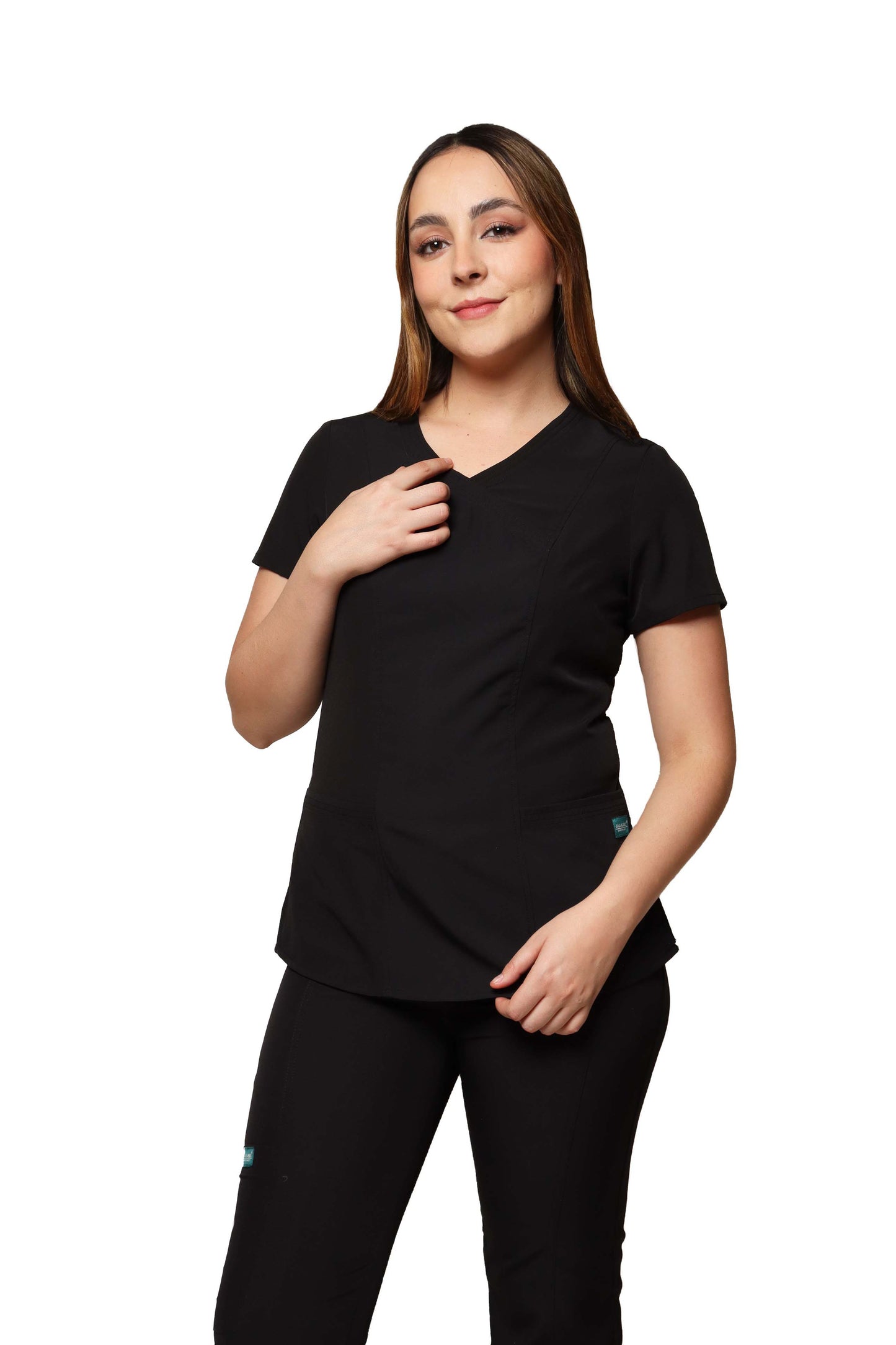 Conjunto SET Filipina y Pantalón EV-19 ALEXA REPELENTE A FLUIDOS-Color NEGRO Dama-Ana Isabel Uniformes