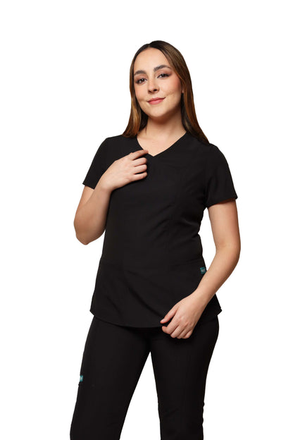 Conjunto SET Filipina y Pantalón EV-19 ALEXA REPELENTE A FLUIDOS-Color NEGRO Dama-Ana Isabel Uniformes
