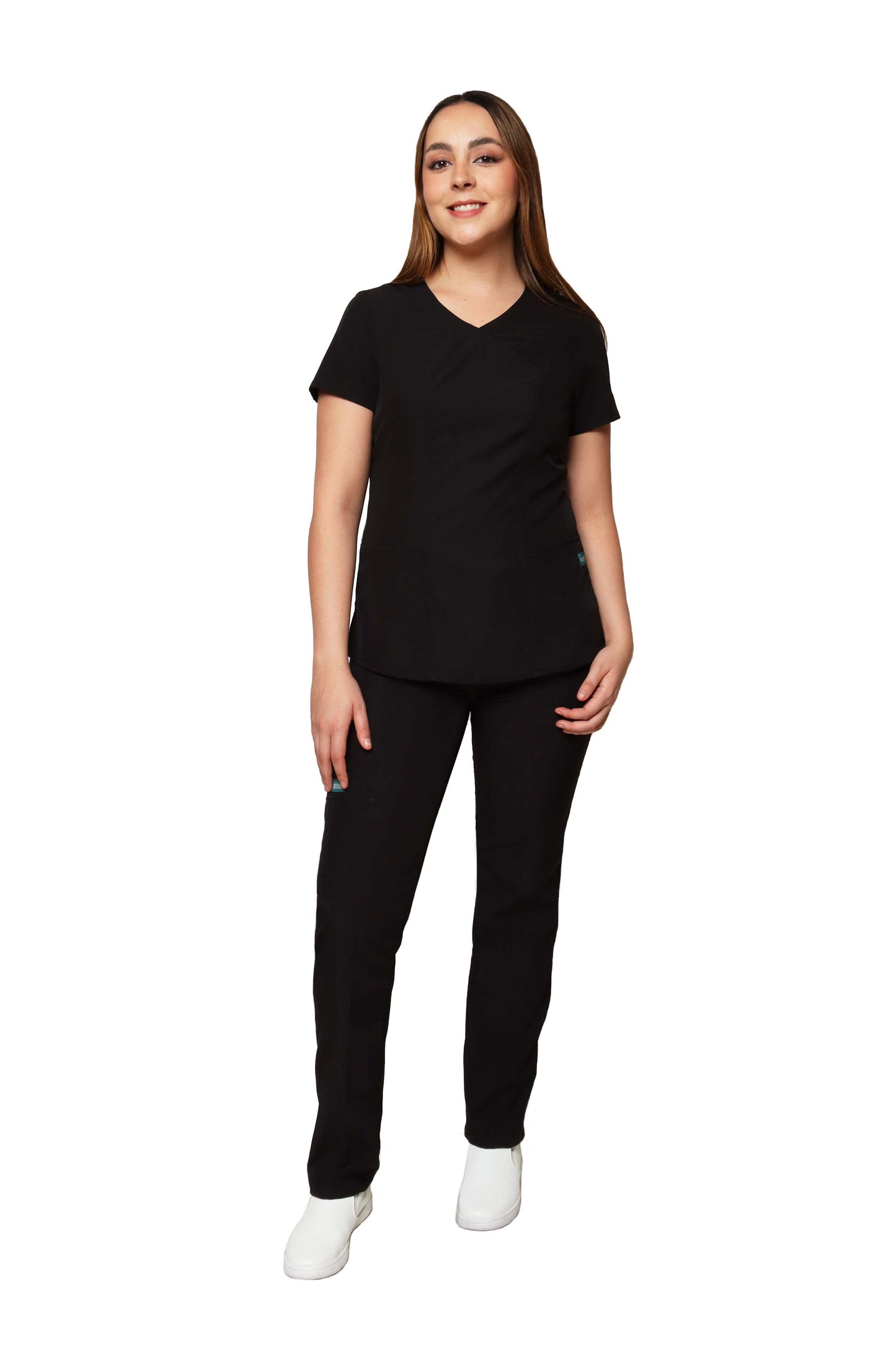 Conjunto SET Filipina y Pantalón EV-19 ALEXA REPELENTE A FLUIDOS-Color NEGRO Dama-Ana Isabel Uniformes