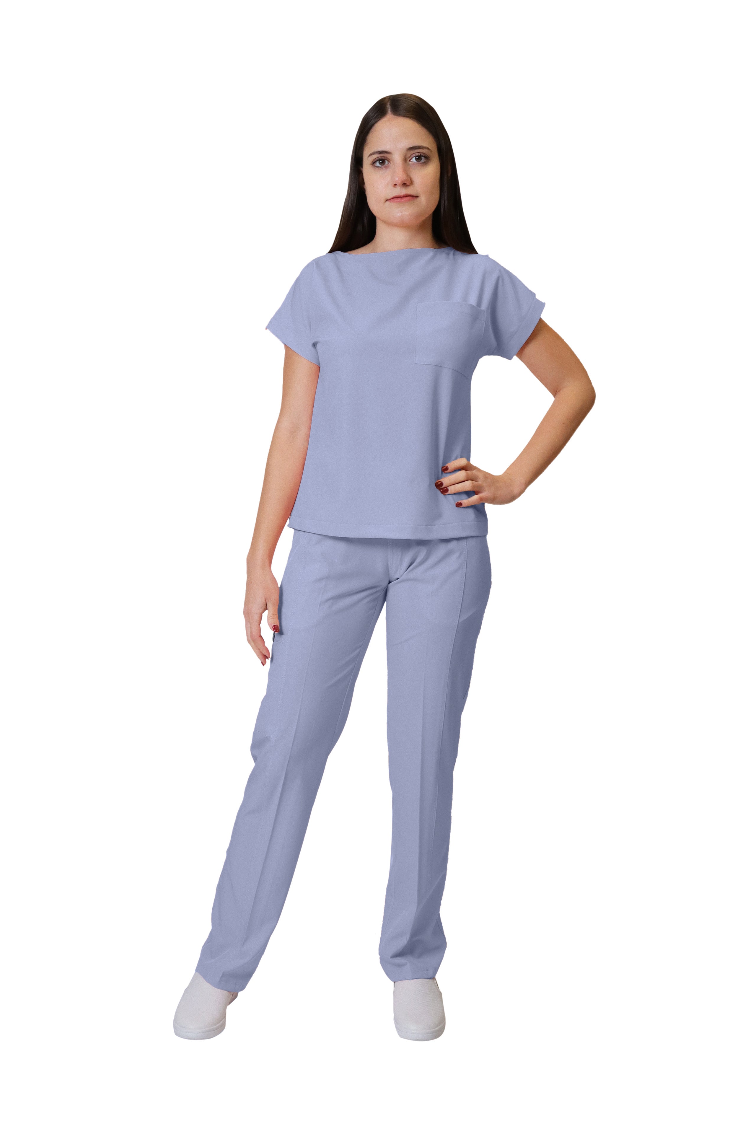 Conjunto SET Filipina y Pantalón EV-20 SOFI REPELENTE A FLUIDOS-Color LILA Dama-Ana Isabel Uniformes