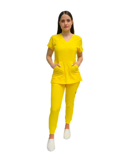 Conjunto SET Filipina y Pantalón JOGGER EV-23 Vania REPELENTE A FLUIDOS-Color YELLOW Dama-Ana Isabel Uniformes