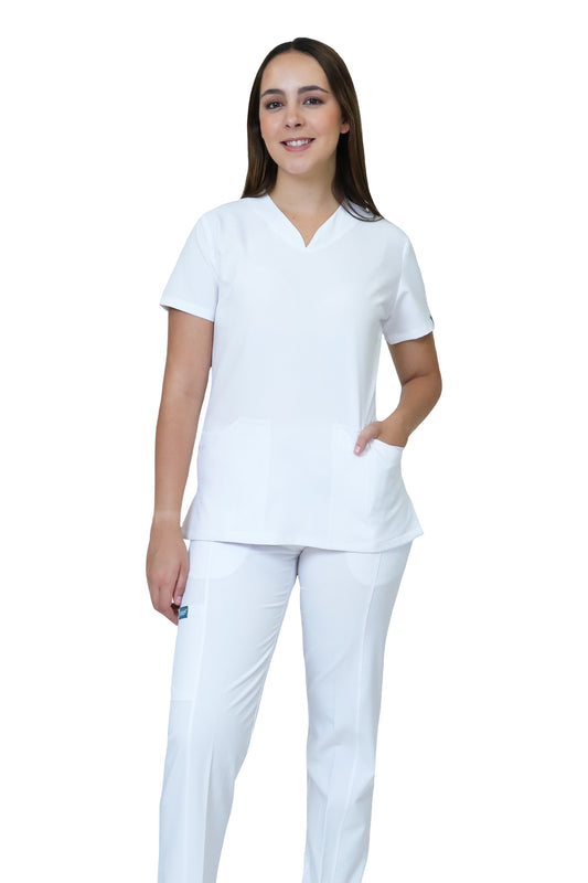 Conjunto SET Filipina y Pantalón JOGGER EV-24 KITTY REPELENTE A FLUIDOS-Color BLANCO Dama-Ana Isabel Uniformes