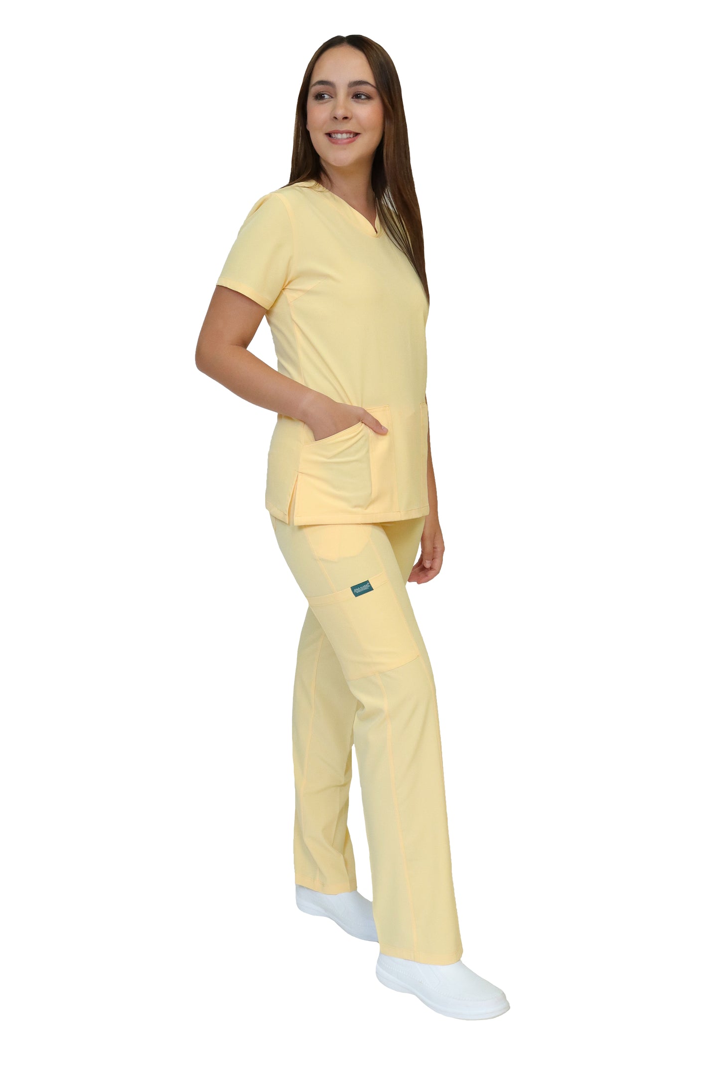 Conjunto SET Filipina y Pantalón EV-24 KITTY REPELENTE A FLUIDOS-Color CANARIO Dama-Ana Isabel Uniformes