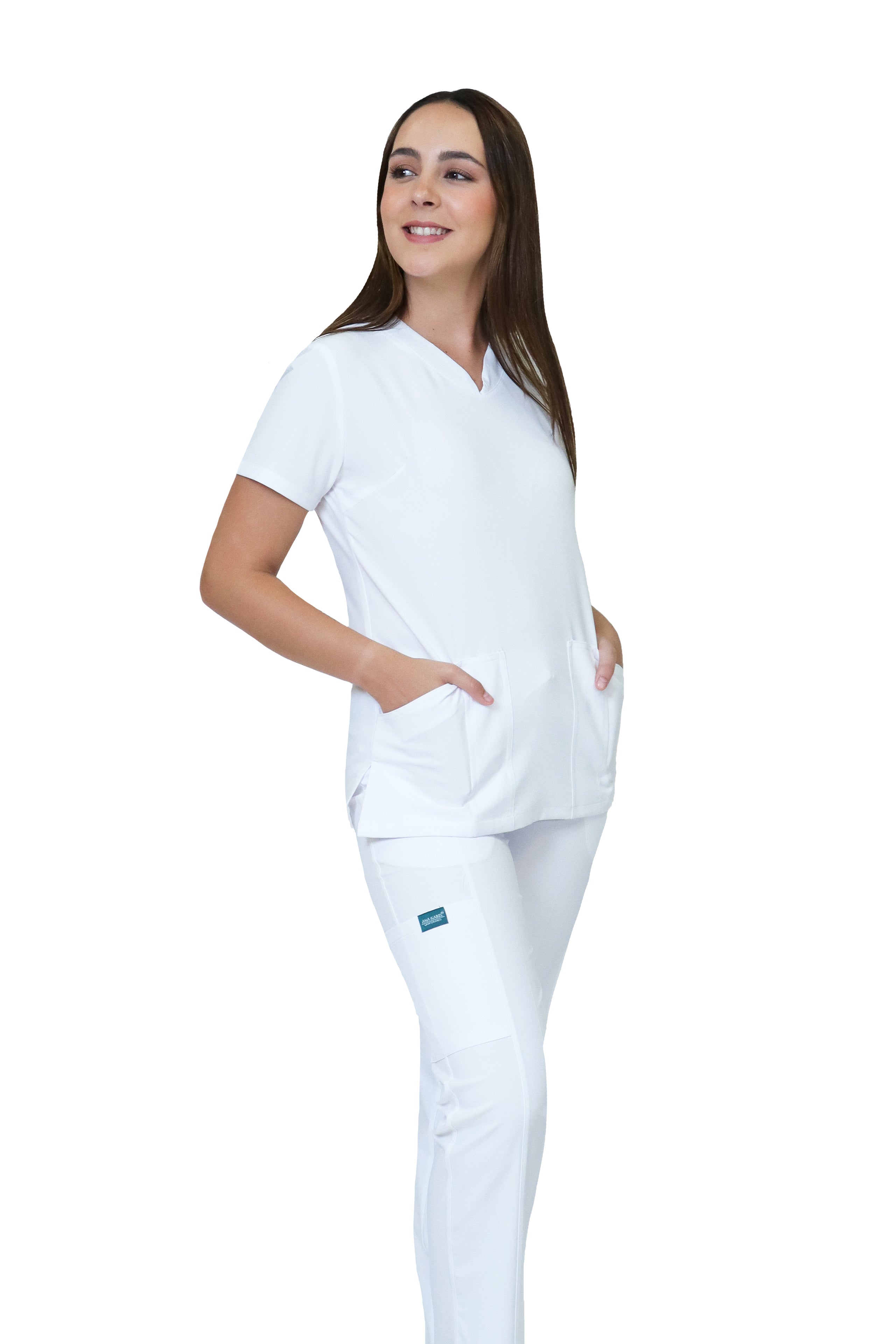 Conjunto SET Filipina y Pantalón JOGGER EV-24 KITTY REPELENTE A FLUIDOS-Color BLANCO Dama-Ana Isabel Uniformes