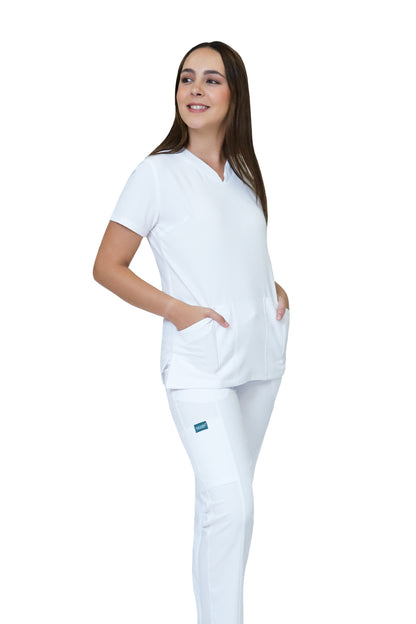 Conjunto SET Filipina y Pantalón JOGGER EV-24 KITTY REPELENTE A FLUIDOS-Color BLANCO Dama-Ana Isabel Uniformes