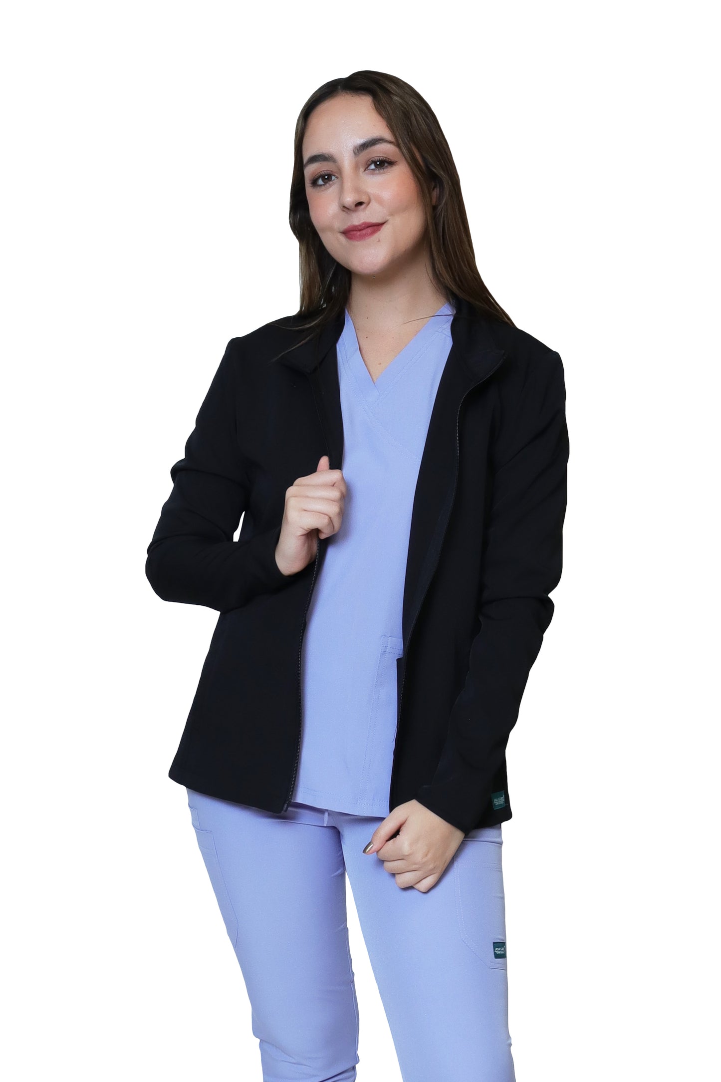 KIT Estudiantes - Chamarra Fit Jacket Extra Gruesa y Conjunto Quirúrgico con Pant Recto Doble Stretch Repelente a fluidos para Dama