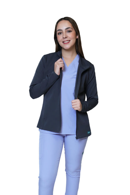 KIT Estudiantes - Chamarra Fit Jacket Extra Gruesa y Conjunto Quirúrgico con Pant Recto Doble Stretch Repelente a fluidos para Dama