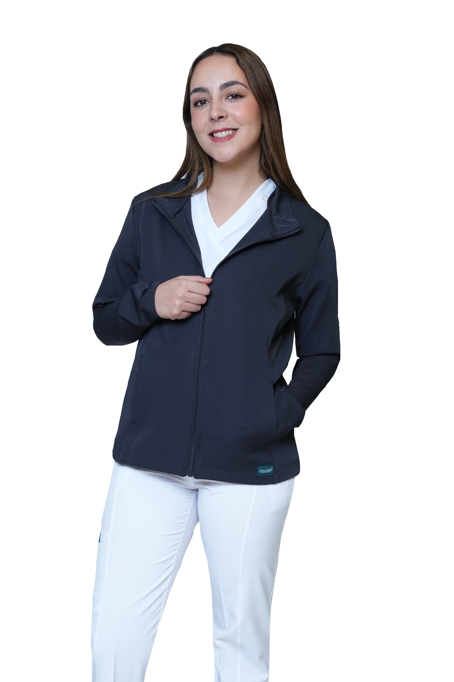 KIT Estudiantes - Chamarra Fit Jacket Extra Gruesa y Conjunto Quirúrgico con Pant Recto Doble Stretch Repelente a fluidos para Dama