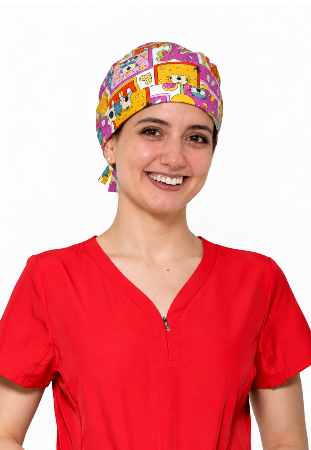Gorro Quirúrgico Lavable TELA DOBLE STRETCH REPELENTE - UNITALLA y UNISEX COLOR ESTAMPADO GATITOS - JP-19