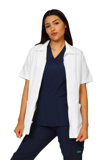 Filipina Top KA-01R CIERRE -Color BLANCO Dama- REPELENTE A FLUIDOS- KAREN MEDICAL FASHION