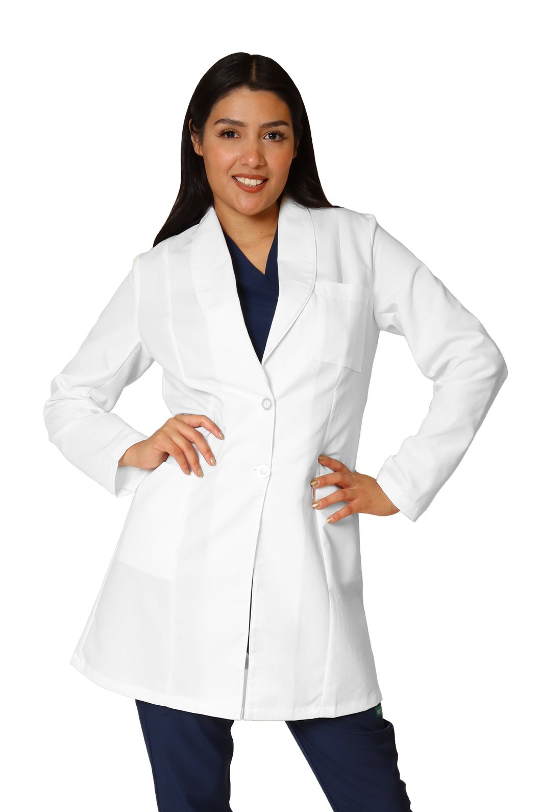 Bata Médica de Laboratorio para Dama KA-34R-ROMBO LARGA- REPELENTE A FLUIDOS- Karen Medical Fashion