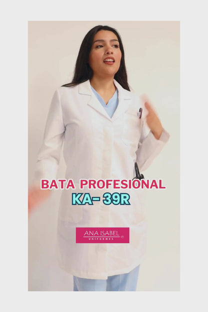 Bata Médica de Dama REPELENTE A FLUIDOS KA-39R-Bata BOTÓN OCULTO-Karen Medical Fashion