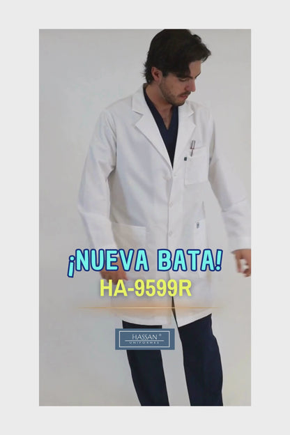Bata Médica y de Laboratorio UNISEX con REPELENTE A FLUIDOS- TELA GABARDINA - HA-9599GR