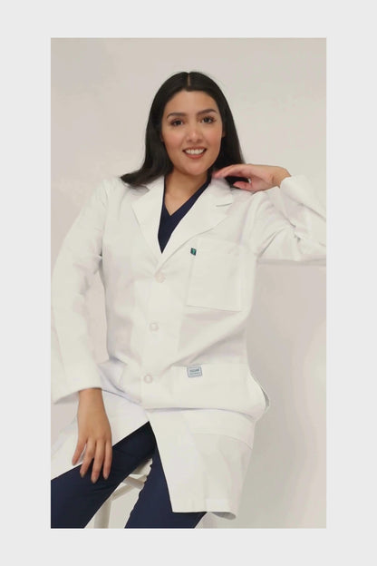 Bata Médica y de Laboratorio UNISEX con REPELENTE A FLUIDOS- TELA POPELINA- HA-9599R