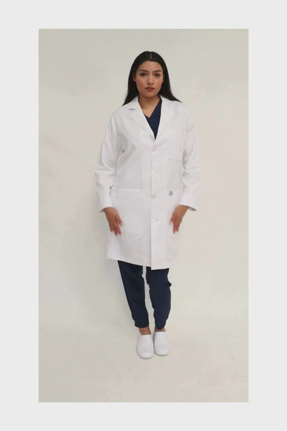 Bata Médica y de Laboratorio UNISEX con REPELENTE A FLUIDOS- TELA GABARDINA - HA-9599GR