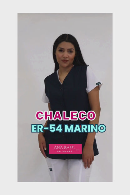 Chaleco Reglamentario para Enfermera Repelente a Fluidos - para Dama - Color MARINO - ER-54 - ANA ISABEL UNIFORMES