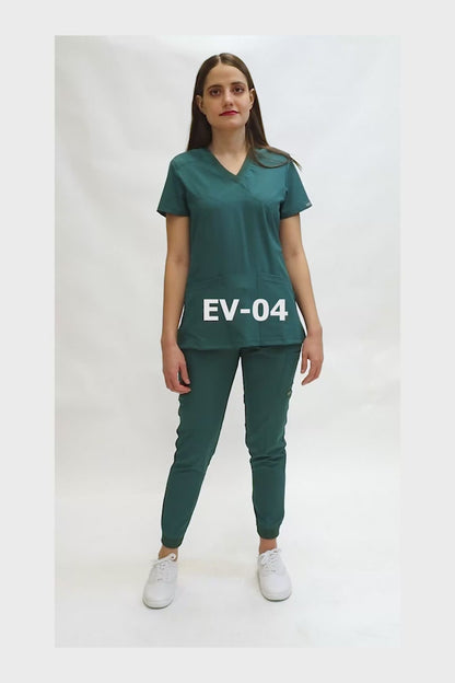 Conjunto SET Filipina y Pantalón JOGGER EV-04 Tatita REPELENTE A FLUIDOS-Color VERDE PASTO Dama-Ana Isabel Uniformes