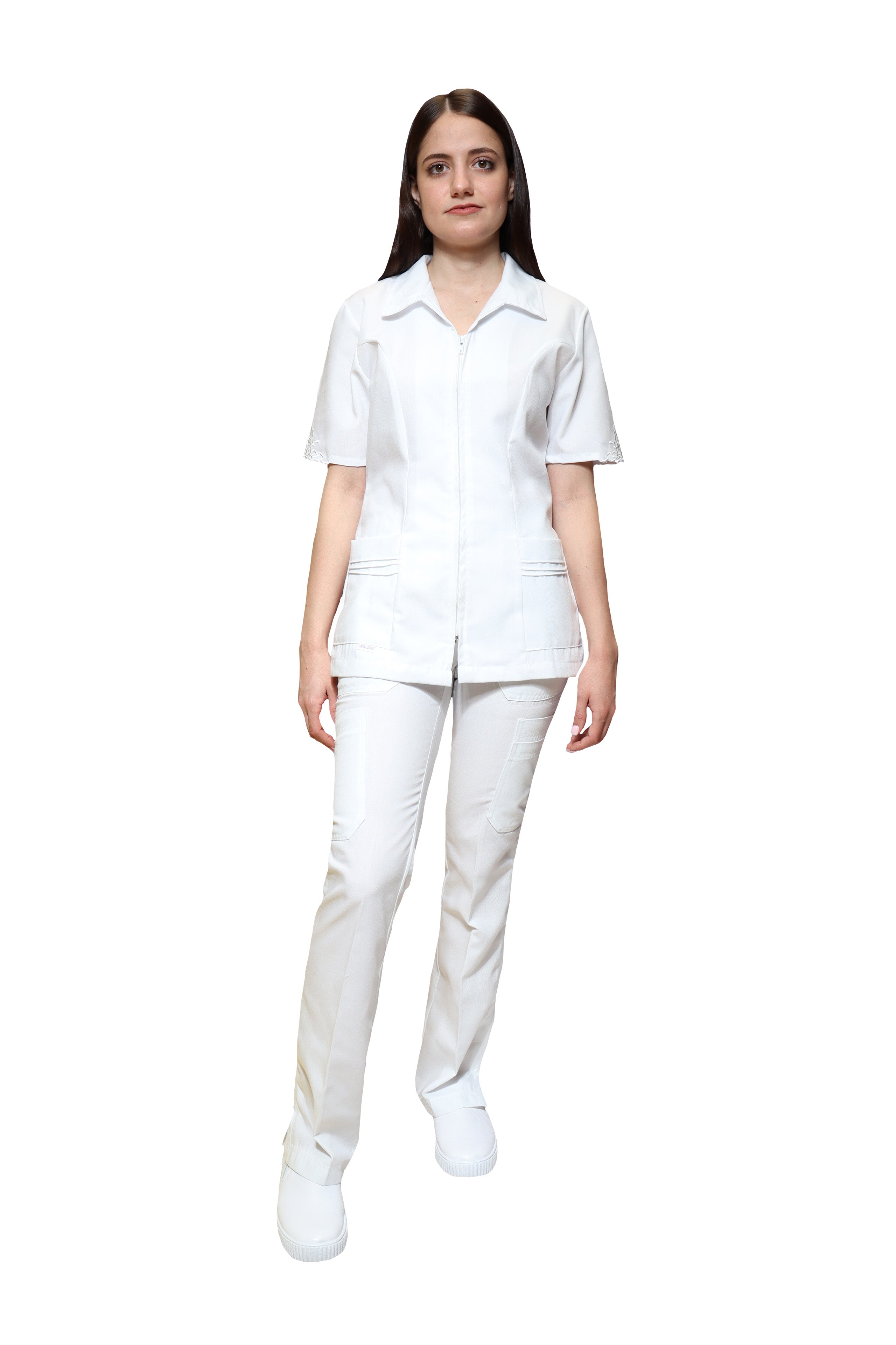Conjunto SET TERGAL AI-108 -Color BLANCO Dama-Ana Isabel Uniformes