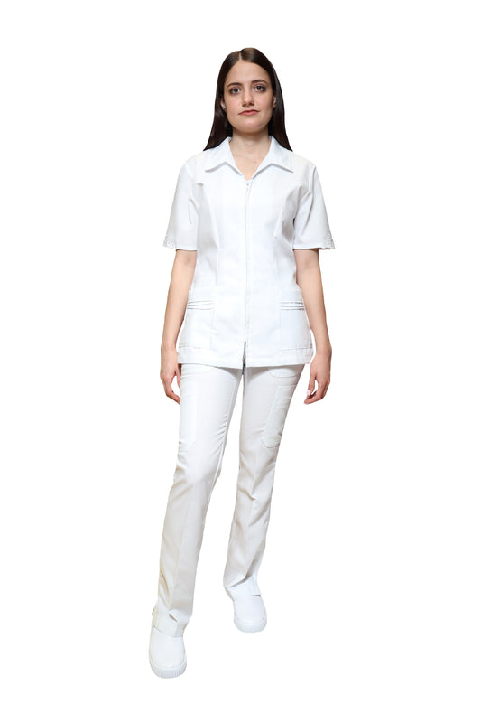 Conjunto SET TERGAL AI-108 -Color BLANCO Dama-Ana Isabel Uniformes
