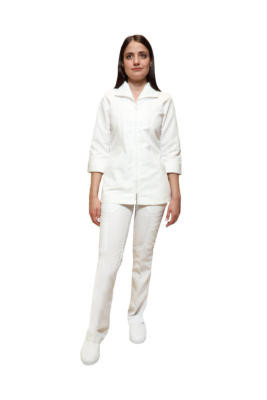 Conjunto SET Filipina y Pantalón AI-110 ANGIE -Color BLANCO Dama-KAREN MEDICAL FASHION