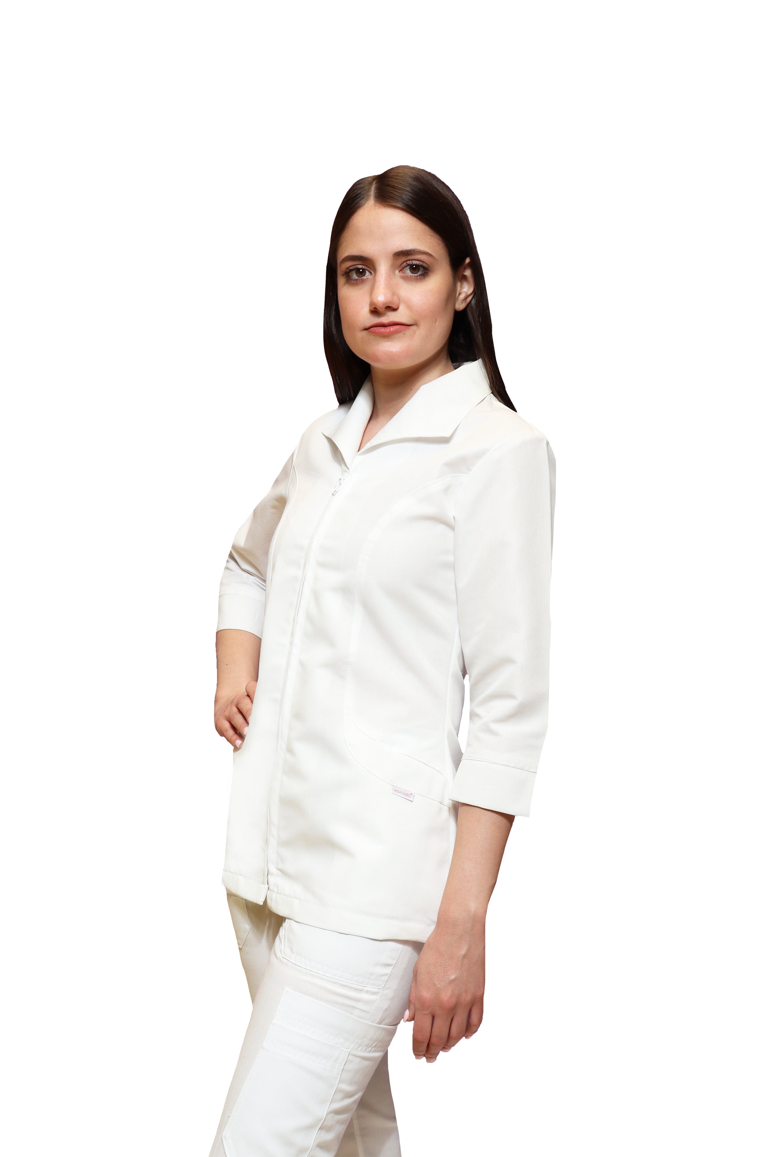 Conjunto SET Filipina y Pantalón AI-110 ANGIE -Color BLANCO Dama-KAREN MEDICAL FASHION