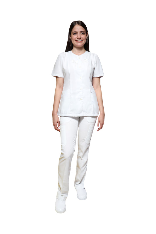 Conjunto SET TERGAL AI-121 -Color BLANCO Dama-Ana Isabel Uniformes