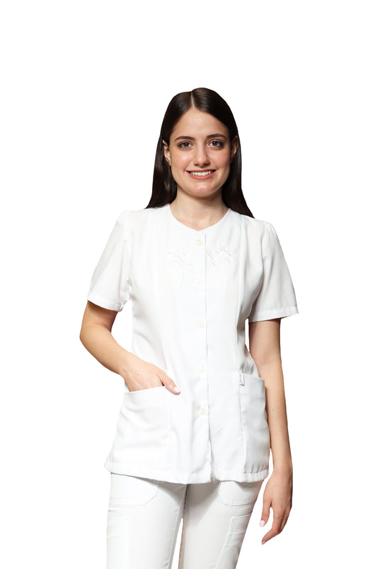 Filipina Top  AI-121 FLORES DAMA - Color BLANCO