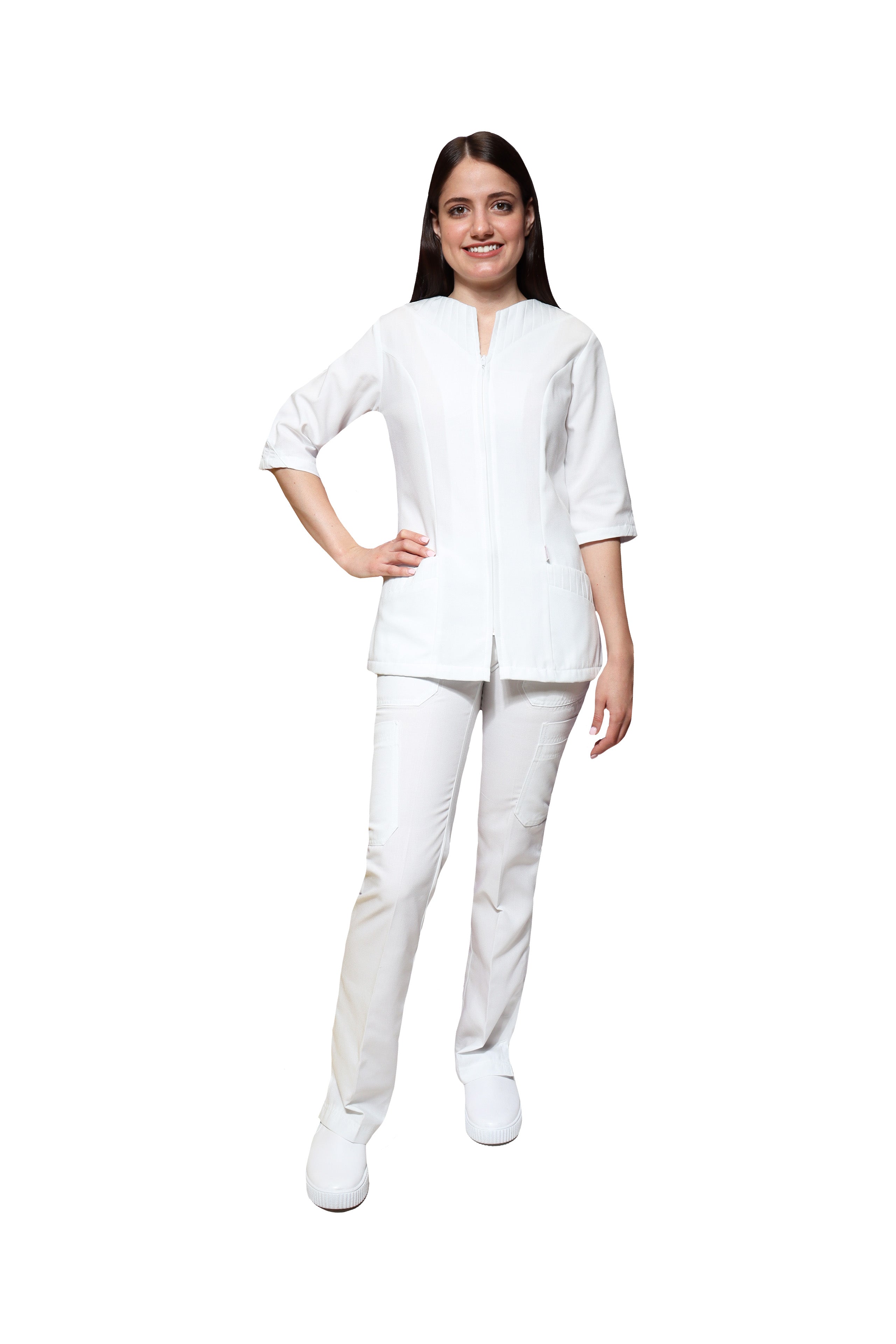 Conjunto SET TERGAL AI-122 -Color BLANCO Dama-Ana Isabel Uniformes