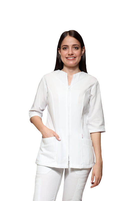 Conjunto SET TERGAL AI-122 -Color BLANCO Dama-Ana Isabel Uniformes