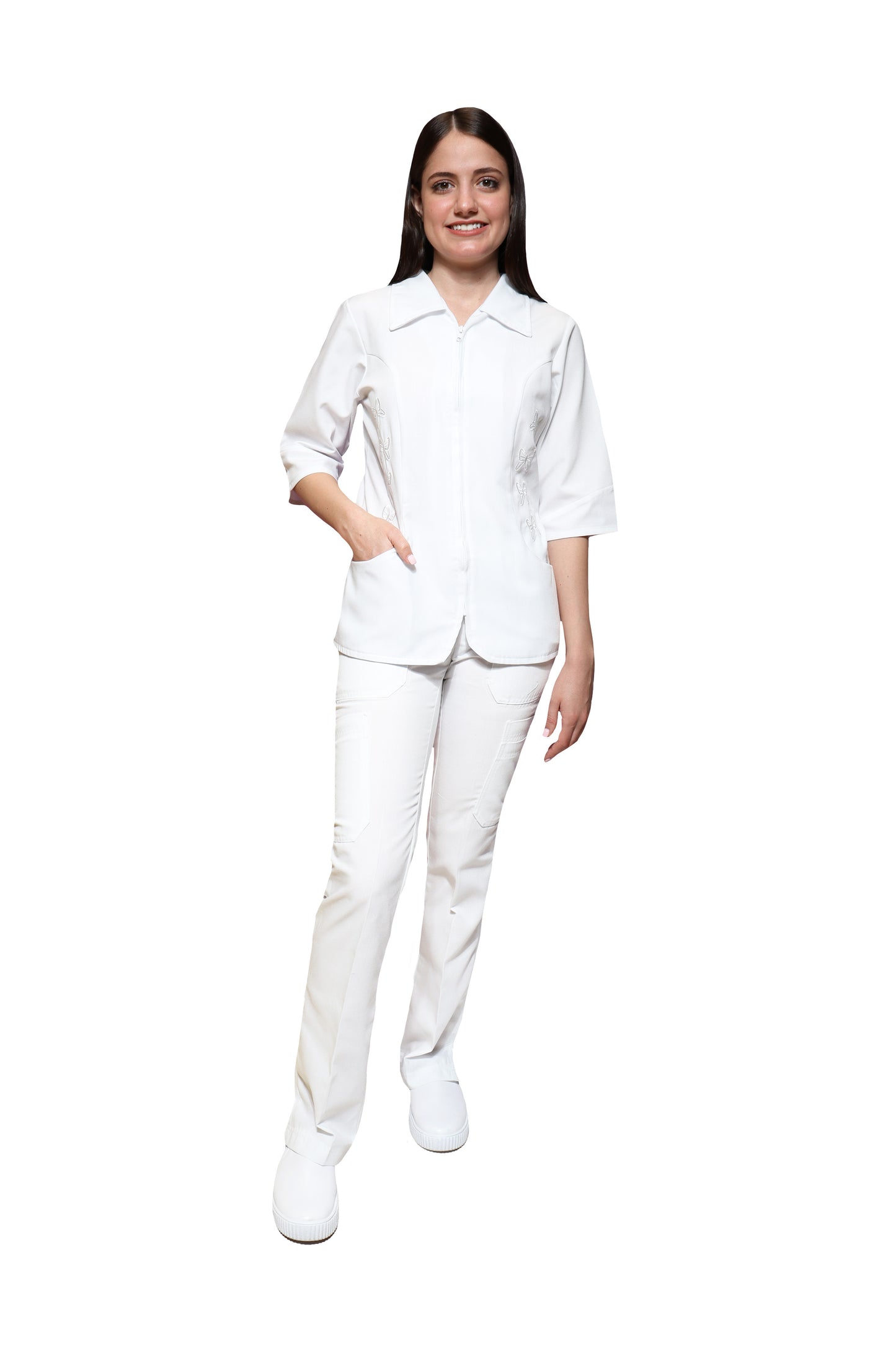 Conjunto SET TERGAL AI-123 -Color BLANCO Dama-Ana Isabel Uniformes