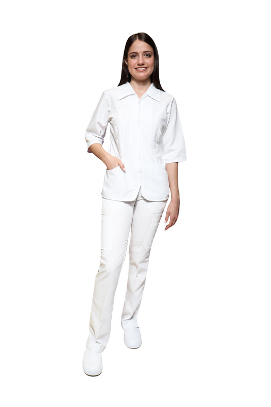 Conjunto SET TERGAL AI-123 -Color BLANCO Dama-Ana Isabel Uniformes