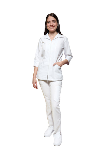Conjunto SET TERGAL AI-124 -Color BLANCO Dama-Ana Isabel Uniformes