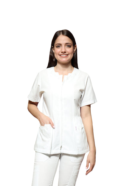 Conjunto SET TERGAL AI-125 -Color BLANCO Dama-Ana Isabel Uniformes